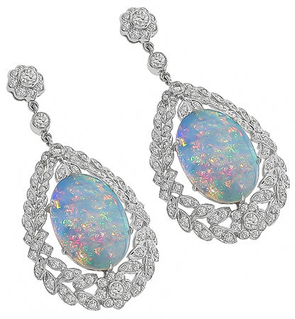 Estate Opal 3.00ct Diamond Earrings