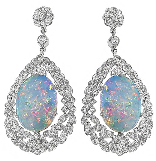 Estate Opal 3.00ct Diamond Earrings