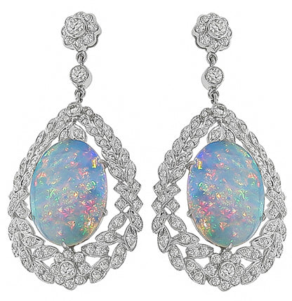 Estate Opal 3.00ct Diamond Earrings