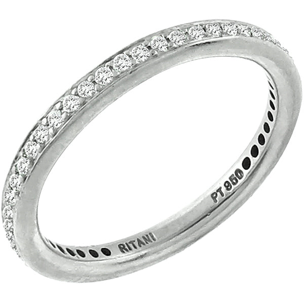 Estate Ritani 0.80ct Round Cut Diamond Eternity Platinum Wedding Band