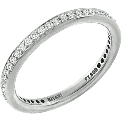 Estate Ritani 0.80ct Round Cut Diamond Eternity Platinum Wedding Band