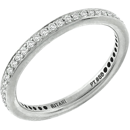Estate Ritani 0.80ct Round Cut Diamond Eternity Platinum Wedding Band