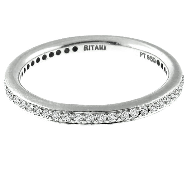 Estate Ritani 0.80ct Round Cut Diamond Eternity Platinum Wedding Band