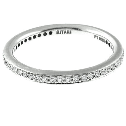 Estate Ritani 0.80ct Round Cut Diamond Eternity Platinum Wedding Band