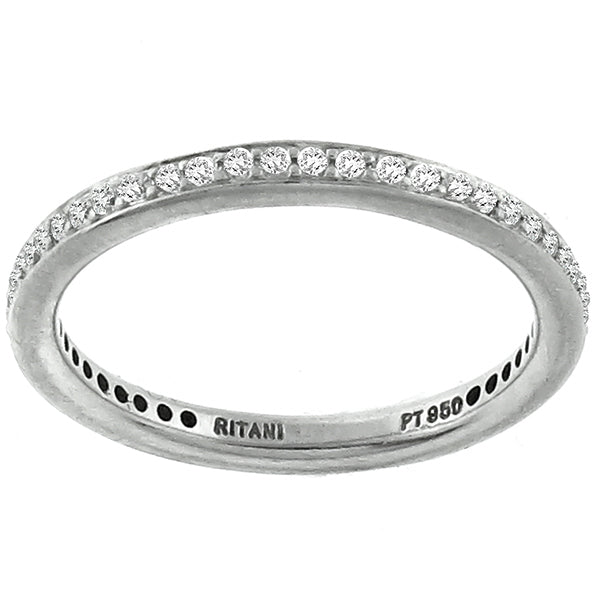 Estate Ritani 0.80ct Round Cut Diamond Eternity Platinum Wedding Band