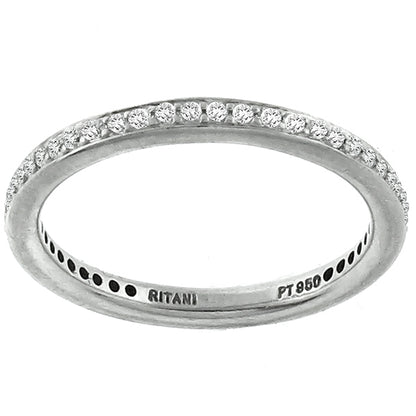 Estate Ritani 0.80ct Round Cut Diamond Eternity Platinum Wedding Band