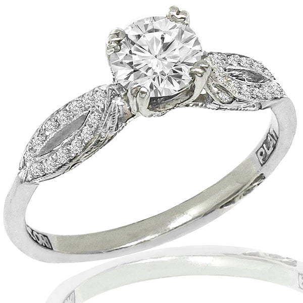 Estate Tacori 0.55ct Round Brilliant Diamond Platinum Engagement Ring
