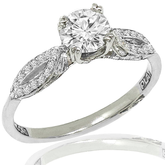 Estate Tacori 0.55ct Round Brilliant Diamond Platinum Engagement Ring