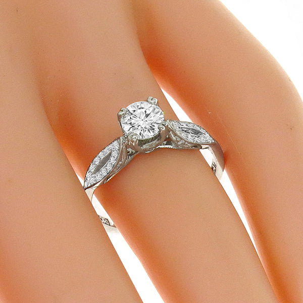 Estate Tacori 0.55ct Round Brilliant Diamond Platinum Engagement Ring