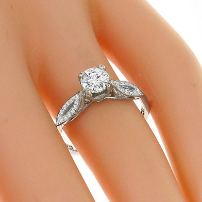 Estate Tacori 0.55ct Round Brilliant Diamond Platinum Engagement Ring
