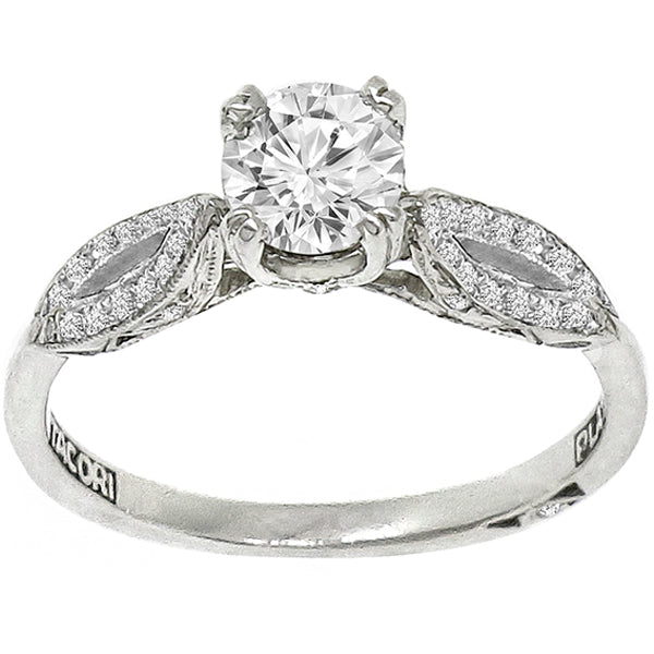 Estate Tacori 0.55ct Round Brilliant Diamond Platinum Engagement Ring