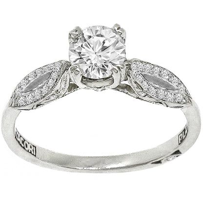 Estate Tacori 0.55ct Round Brilliant Diamond Platinum Engagement Ring
