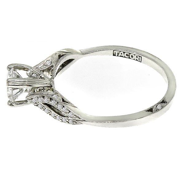 Estate Tacori 0.55ct Round Brilliant Diamond Platinum Engagement Ring