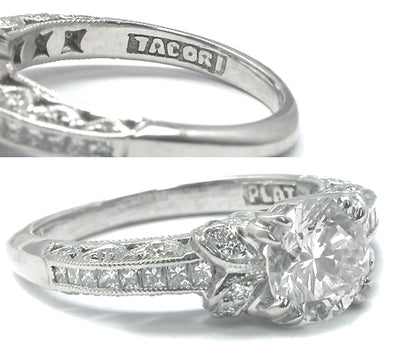 Estate Tacori 1.01ct Round Cut Diamond Platinum Engagement Ring