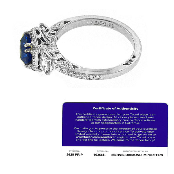 Tacori 1.83ct Asscher Cut Sapphire Trapezoid Cut Diamond Engagement Ring