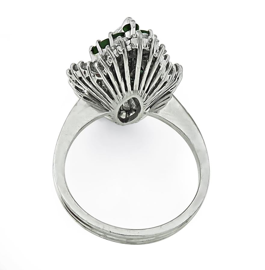 Estate 0.50ct Marquise Cut Diamond 1.00ct Diamond Platinum Ring