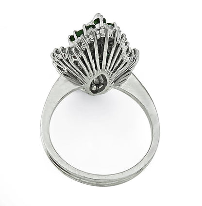 Estate 0.50ct Marquise Cut Diamond 1.00ct Diamond Platinum Ring