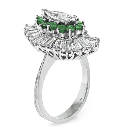 Estate 0.50ct Marquise Cut Diamond 1.00ct Diamond Platinum Ring