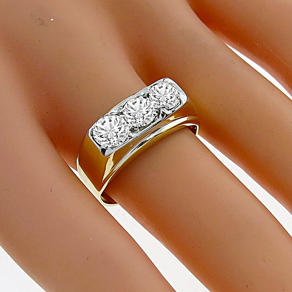 Estate 1.30ct Round Brilliant Diamond 14k Yellow & White Gold Ring