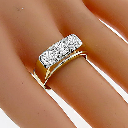 Estate 1.30ct Round Brilliant Diamond 14k Yellow & White Gold Ring