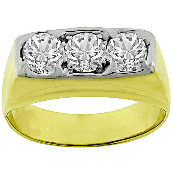 Estate 1.30ct Round Brilliant Diamond 14k Yellow & White Gold Ring