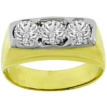 Estate 1.30ct Round Brilliant Diamond 14k Yellow & White Gold Ring