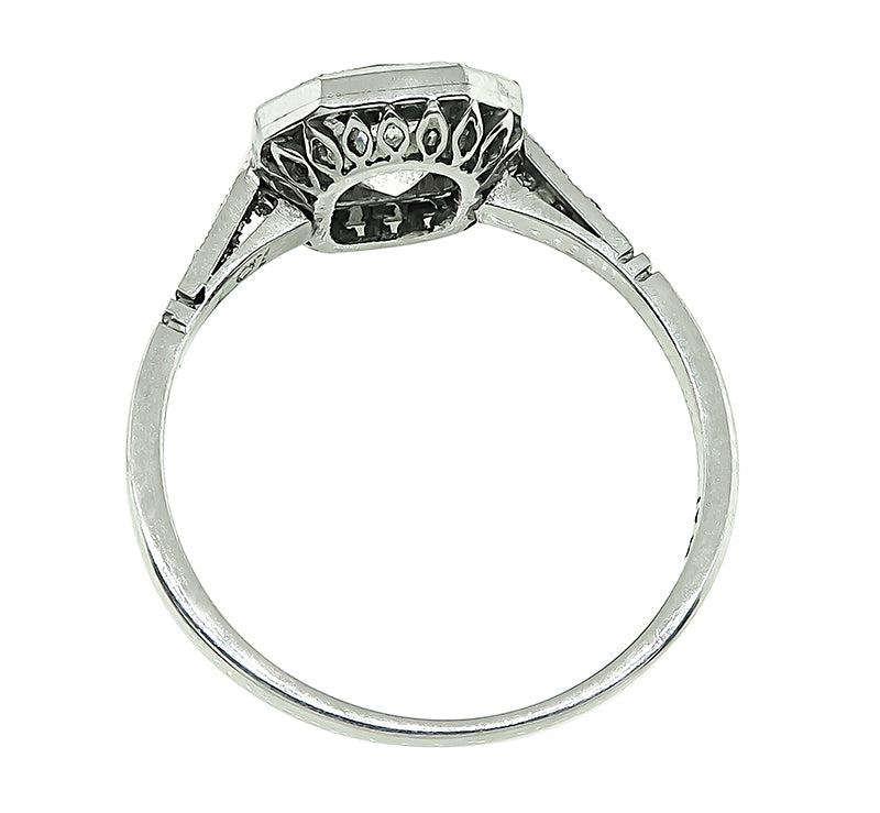 Estate 1.01ct Diamond Emerald Engagement Ring