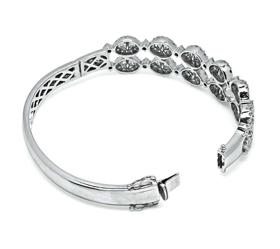 Estate 18K white gold diamond bangle 3.50ct total weight stamped 750