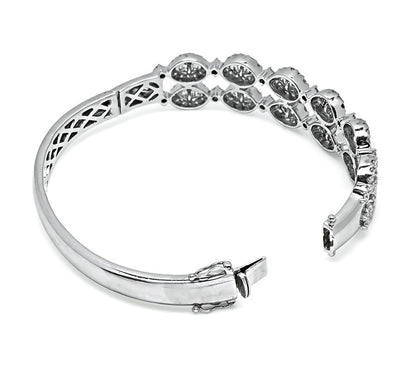 Estate 18K white gold diamond bangle 3.50ct total weight stamped 750