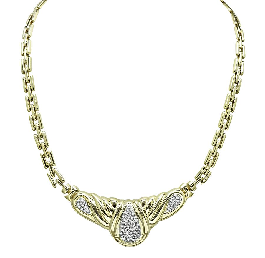Estate 2.00ct Diamond 14k Yellow Gold Necklace