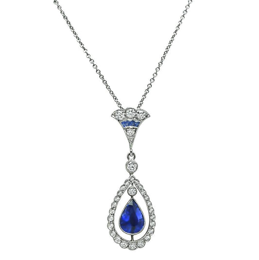 Estate 2.00ct Sapphire 0.50ct Diamond Pendant Necklace