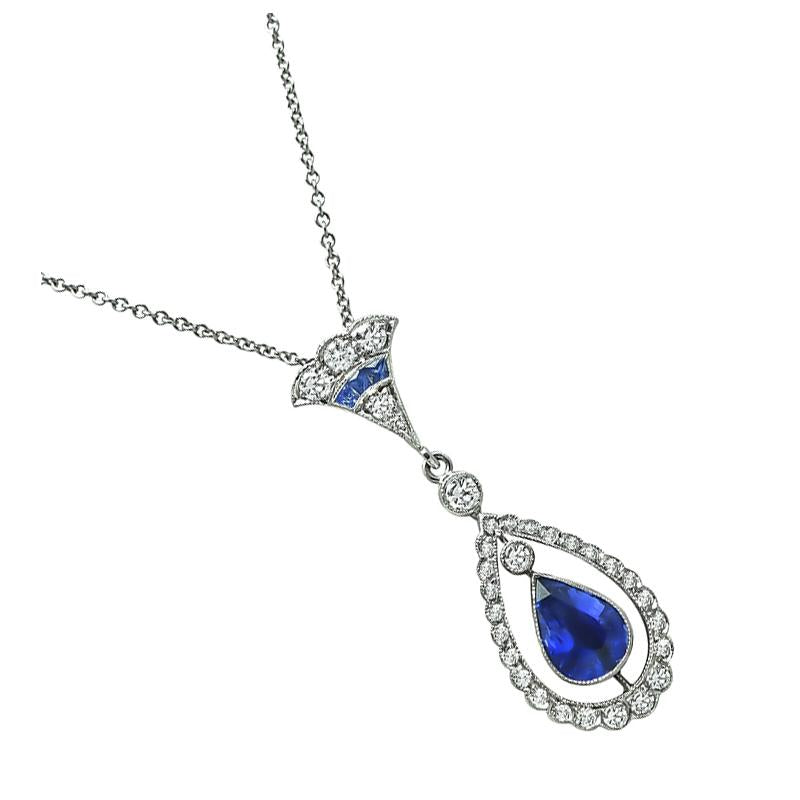 Estate 2.00ct Sapphire 0.50ct Diamond Pendant Necklace