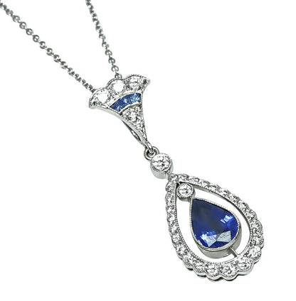 Estate 2.00ct Sapphire 0.50ct Diamond Pendant Necklace