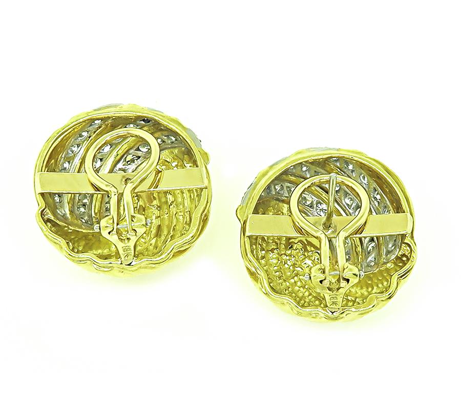 Estate 2.50ct Diamond 18k Yellow Gold Earrings