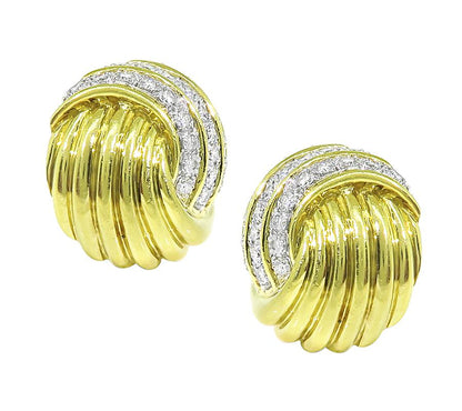 Estate 2.50ct Diamond 18k Yellow Gold Earrings