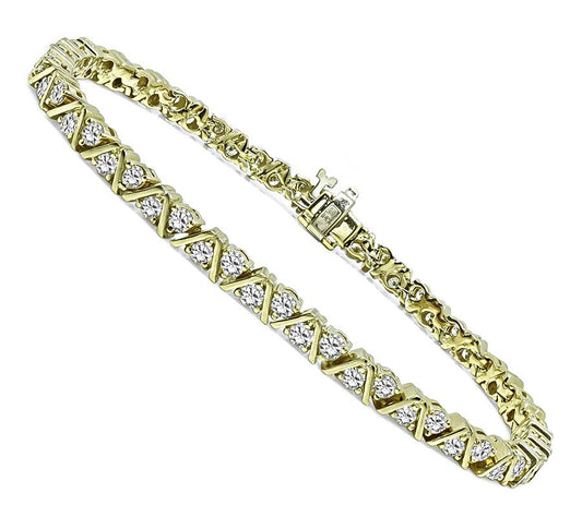 Estate 3.40ct Diamond 14k Yellow Gold Bracelet