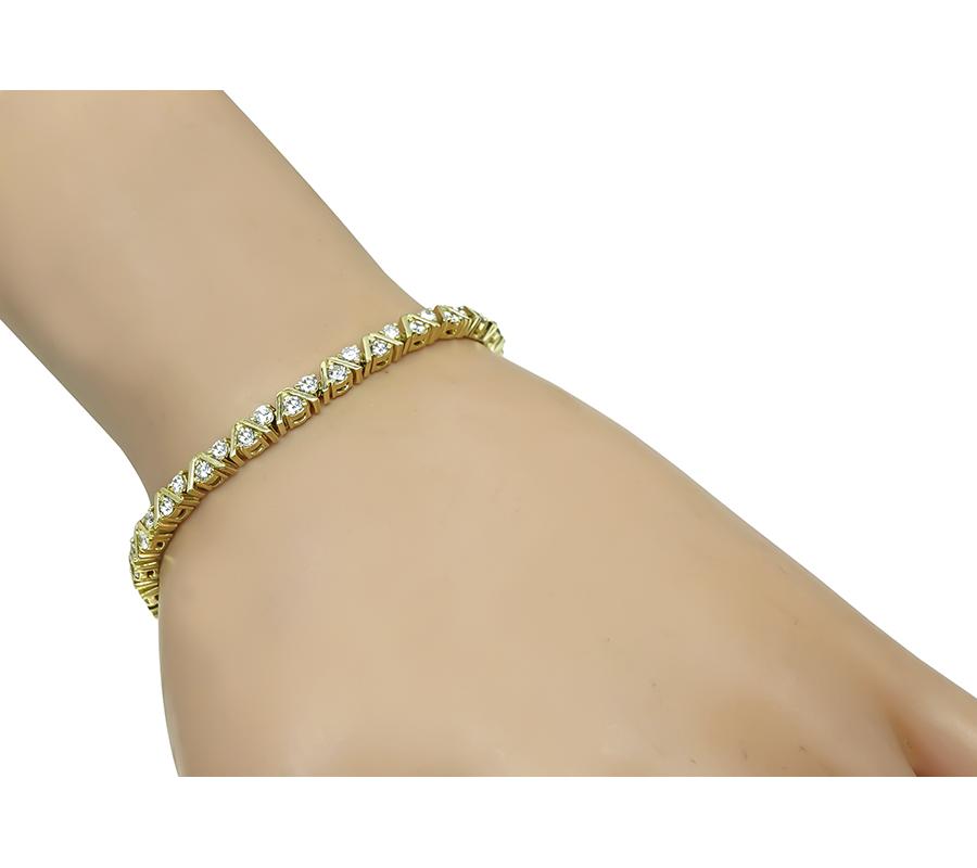 Estate 3.40ct diamond bracelet in 14K yellow gold design