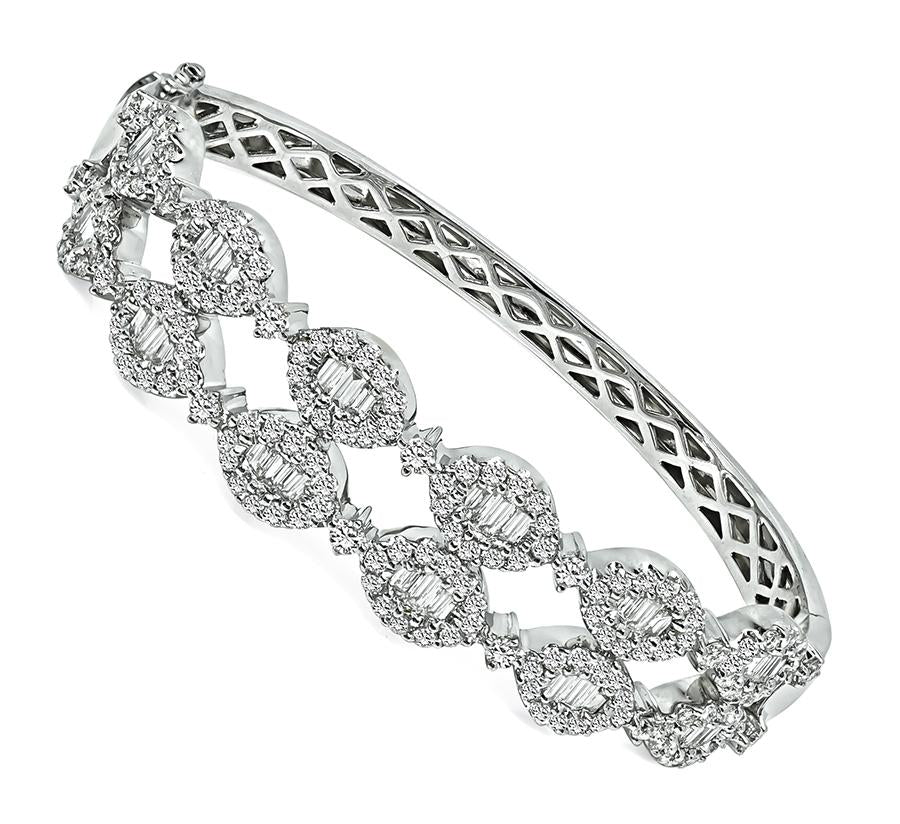 Estate 3.50ct Diamond 18k White Gold Bangle