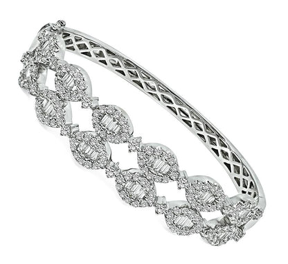 Estate 3.50ct Diamond 18k White Gold Bangle