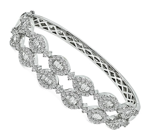 Estate 3.50ct Diamond 18k White Gold Bangle
