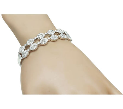 Estate 3.50ct diamond 18K white gold bangle with baguette and round stones