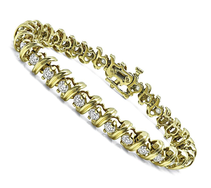 Estate 4.50ct Diamond 14k Yellow Gold Bracelet