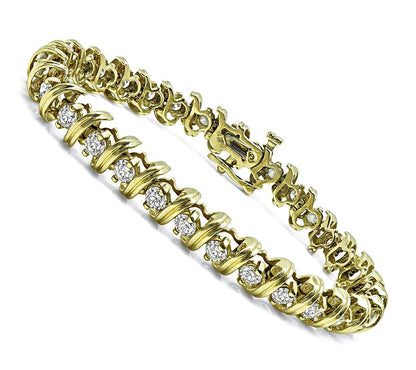 Estate 4.50ct Diamond 14k Yellow Gold Bracelet