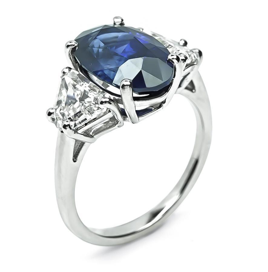 Estate 4.90ct Sapphire 1.61ct Diamond Engagement Ring