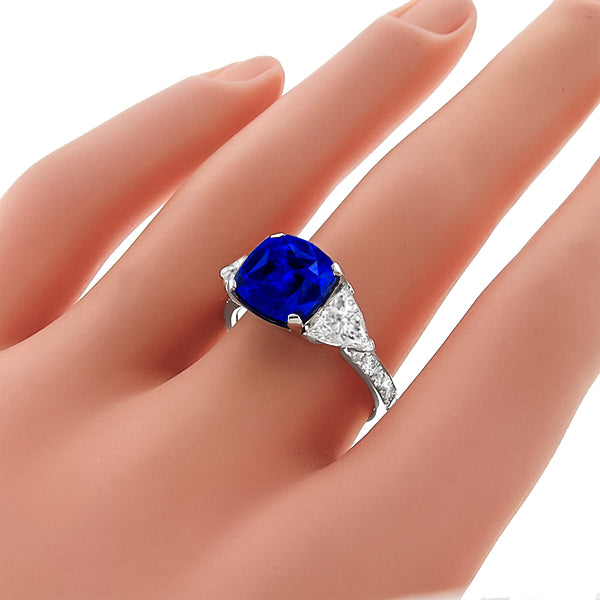 Estate GAL Certified 5.65ct Sapphire 1.00ct Diamond Ring