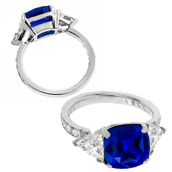 Estate GAL Certified 5.65ct Sapphire 1.00ct Diamond Ring