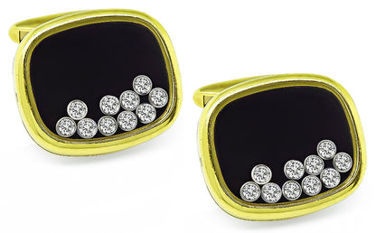 Estate Chopard 1.00ct Diamond Gold Happy Diamonds Cufflinks