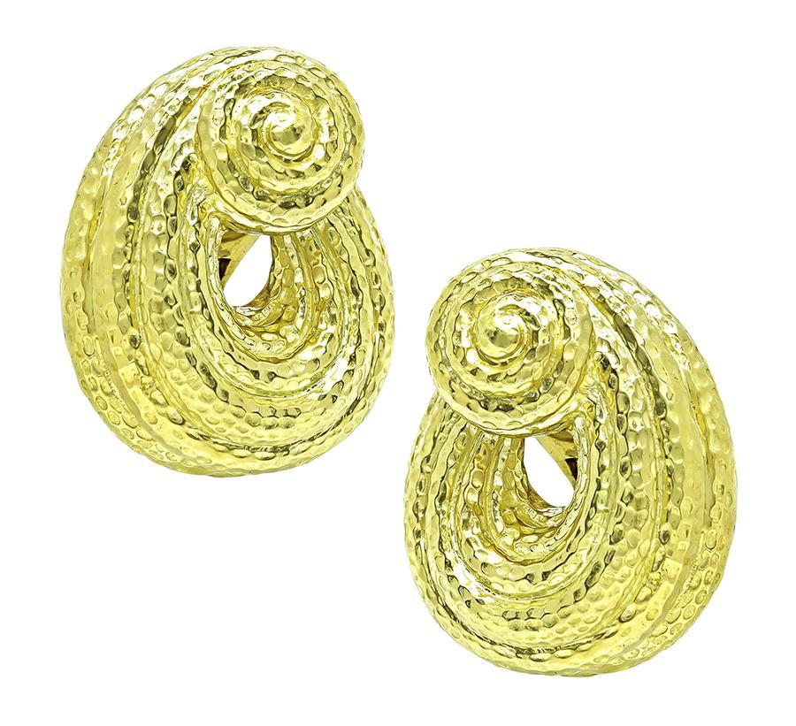Estate David Webb Gold Earrings