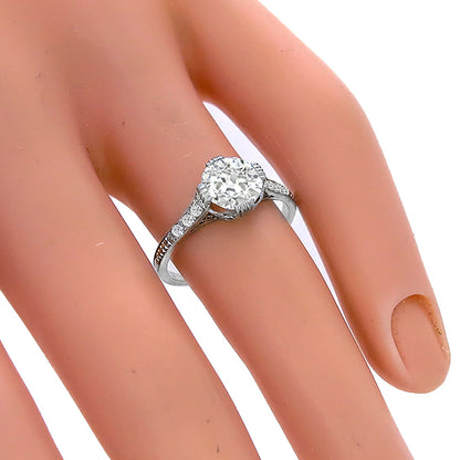 Edwardian GIA Certified 1.26ct Old European Cut Diamond Platinum Engagement Ring
