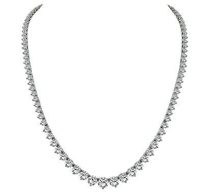 Estate GIA Certified 16.87ct Diamond Tennis Necklace